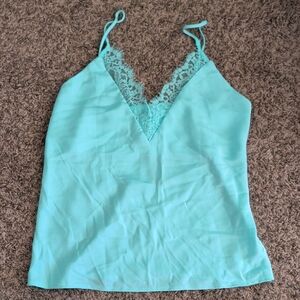 JustFab Lace Trim Aqua Camisole
